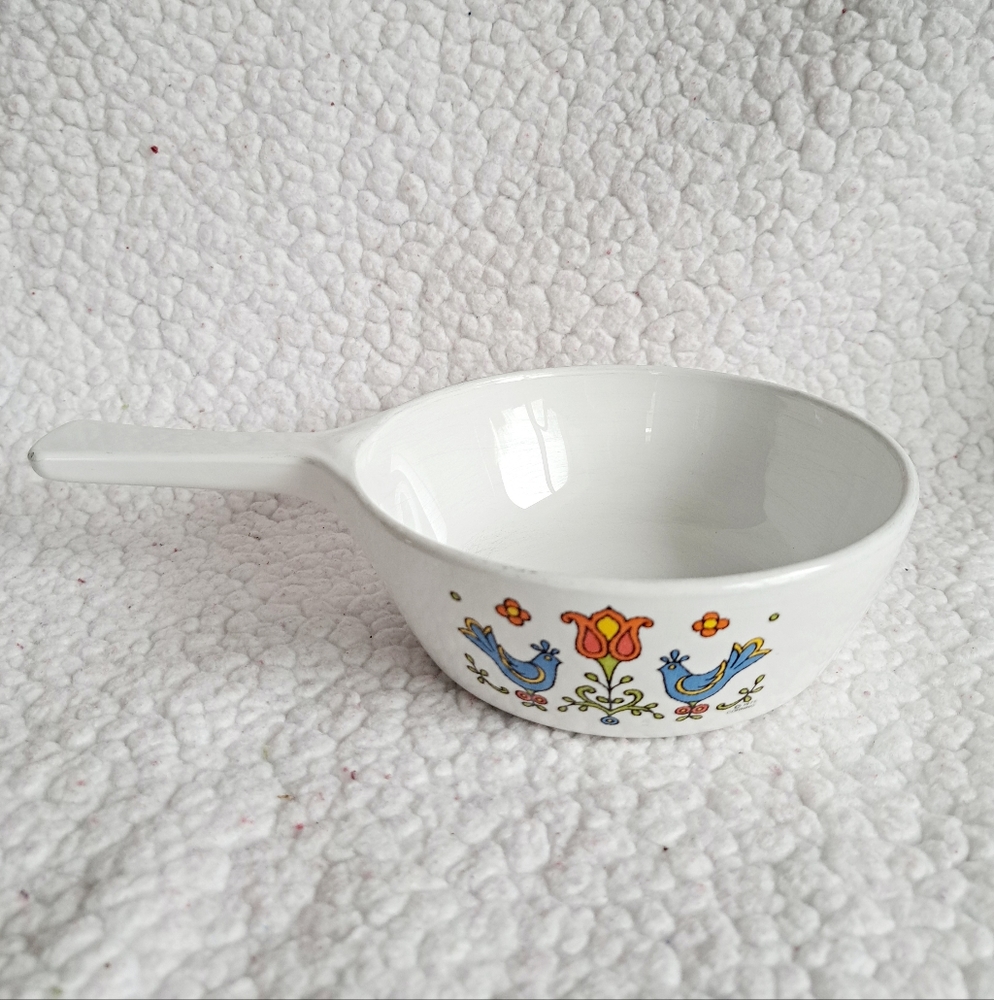 Corningware 1 Pint Blue Birds Baking Dish with Handle